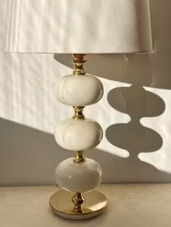 Stilarmatur Table Lamp in Brass and White Glass. 1960s.