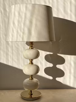 Stilarmatur Table Lamp in Brass and White Glass. 1960s.