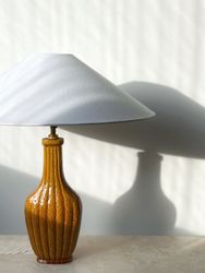 Gunnar Nylund Sculpural Formed Mustard "Chamotte" Table Lamp by Rörstrand