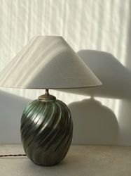 Upsala-Ekeby Art Deco Green Table Lamp by Anna-Lisa Thomson. 1930s.
