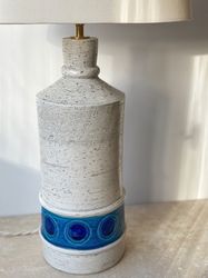 Bitossi for Bergboms White & Blue Large Ceramic Table Lamp.