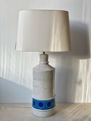 Bitossi for Bergboms White & Blue Large Ceramic Table Lamp.