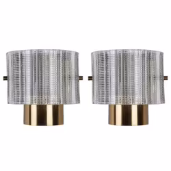 Pair of Orrefors Wall Sconce in Textured Glass. 1960s.