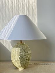 Rörstrand Large Yellow Chamotte Table Lamp by Gunnar Nylund. 1950s.