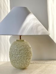 Rörstrand Large Yellow Chamotte Table Lamp by Gunnar Nylund. 1950s.