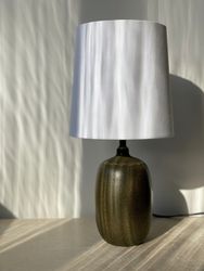 Agne Aronsson Vintage Brown-Green Ceramic Table Lamp. 1960s.