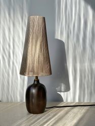 Agne Aronsson Vintage Brown Ceramic Table Lamp. 1960s.