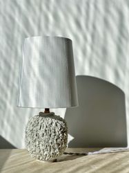 Gunnar Nylund Cream Colored "Chamotte" Table Lamp. 1940s.