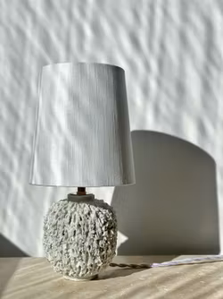 Gunnar Nylund Cream Colored "Chamotte" Table Lamp. 1940s.