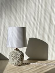 Gunnar Nylund Cream Colored "Chamotte" Table Lamp. 1940s.