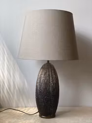Large Vintage Chamotte Table Lamp by Tilgman Keramik. 1960s.