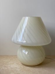 Large White Murano Glass Mushroom Table Lamp, 1970s