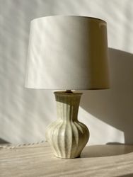 Upsala-Ekeby Art Deco Creme Colored Ceramic Table Lamp. 1940s.