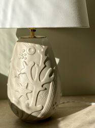 Anna-Lisa Thomson Beige Ceramic Table Lamp for Upsala-Ekeby. 1940s.