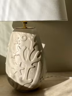 Anna-Lisa Thomson Beige Ceramic Table Lamp for Upsala-Ekeby. 1940s.