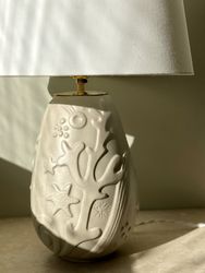 Anna-Lisa Thomson Beige Ceramic Table Lamp for Upsala-Ekeby. 1940s.