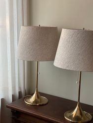 Pair of Large Bergboms Brass Table Lamp Model B-024. 1960s.