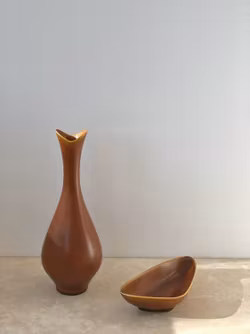 Gunnar Nylund set of Brown Stoneware Vessels for Rörstrand. 1950s.