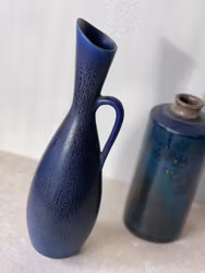 Stålhane set of Blue Stoneware Vessels for Rörstrand. 1950s.