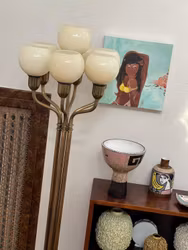 Bertil Brisborg Floor Lamp in Brass and Glass. 1940s.