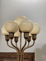 Bertil Brisborg Floor Lamp in Brass and Glass. 1940s.
