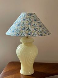 Large Murano Glass Yellow Swirl Table Lamp. 1960's.