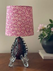 Mid-Century Burgundy Colored Glass Table Lamp