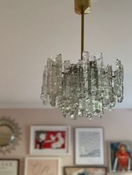 J.T. Kalmar 'Ice Glass' Chandelier. 1970's.