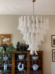 White Murano Chandelier - Mazzega Style - XXL