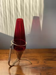 Ystad Metall Candle Light Holder in Brass and Rattan by Gunnar Ander. 1960s.