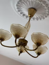 Orrefors 5-armed Chandelier with textured glass shades