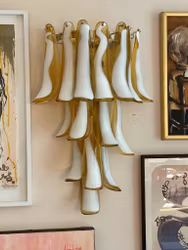 Pair of Murano Wall Lamps Mazzega in amber.