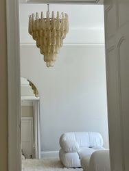Murano Glass Chandelier 'Drop'. Large Size. Amber.