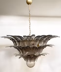 Murano Chandelier 'CORTO' large size SMOKED GREY