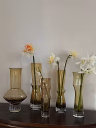Set of five 1970's Åseda Glass Vases in amber tones.