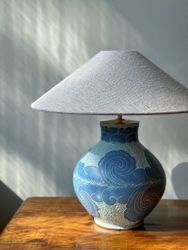 Josef Ekberg "Sgraffito" Large Table Lamp for Gustavsberg