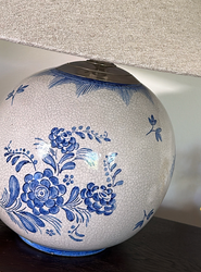 1950's Chinese Table Lamp in white and blue.