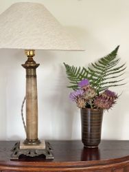 Onyx and Brass Column Table Lamp. 1920's.