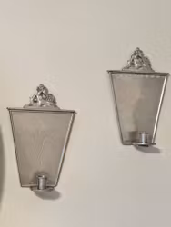 Pair of Swedish Grace Pewter Candlesticks by C G Hallberg. 1920s.