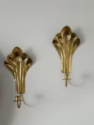 Arvika Pair of Brass Wall Candlesticks by Lars Holmström, Sweden, 1960s