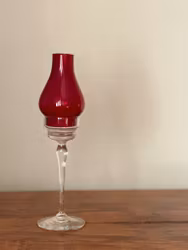 Lindshammar Red Glass Candlestick for Tea Light.