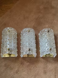Set of 3 Orrefors Crystal Glass Sconce 'Venus' RD 2002. 1960s.