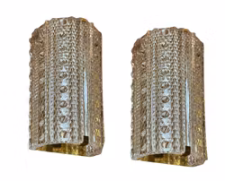Pair of Large Orrefors Crystal Wall Sconces MEDEA. 1960s