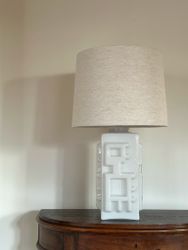 Large Swedish Mid-Century Glass Table Lamp in white. 1960's.