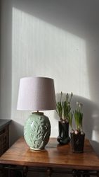 Anna-Lisa Thomson Green Ceramic Table Lamp for Upsala-Ekeby. 1940s.