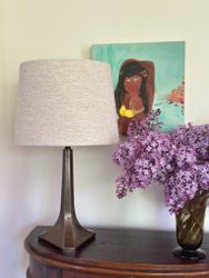 Art Noveau Table Lamp in patinated metal. 1940s.