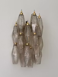 Murano Wall Lamp • 'SEDICI' • sand colored prisms