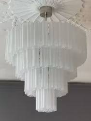 NEW IN! Murano Chandelier • TUBULAR • XXL • white matte glass