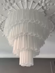 NEW IN! Murano Chandelier • TUBULAR • XXL • white matte glass
