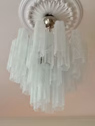 Murano Chandelier • TUBULAR • medium • white marble.